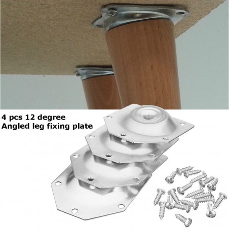 Angled table leg fixing plate - mounting bracket for furniture legs - set 4 piecesFurniture