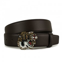 Leather belt with a tiger's headBelts