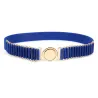 Elegant elastic belt with gold round buckleBelts