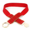Elegant elastic belt with gold round buckleBelts