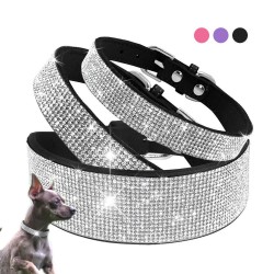 Leather collar with rhinestones for dogs and catsCollars & Leads