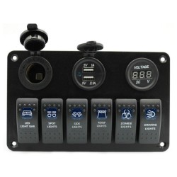 6 Gang 12V switch panel - 5V Dual USB - digital voltmeterSwitches