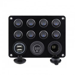 8 Gang toggle switch panel - 12V - 24V - Dual USB - digital voltmeter - waterproofSwitches