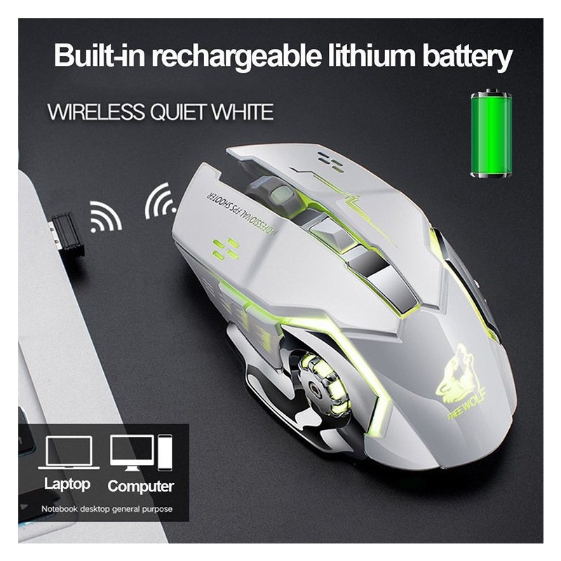 Wireless optical gaming mouse - rechargeable - silent - LED backlit - ergonomicMouses