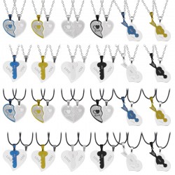 Heart & key - stainless steel necklace for couples 2 piecesNecklaces