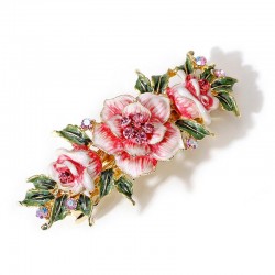 Enamel flowers with crystals - vintage hair clipHair clips