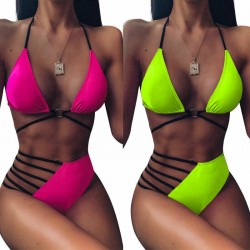 Hot bikini set - bathing suit - pink - neon greenSwimming