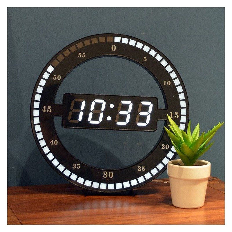 12 Inch - LED Ring Wall Clock - Automatic - Digital - ElectronicClocks