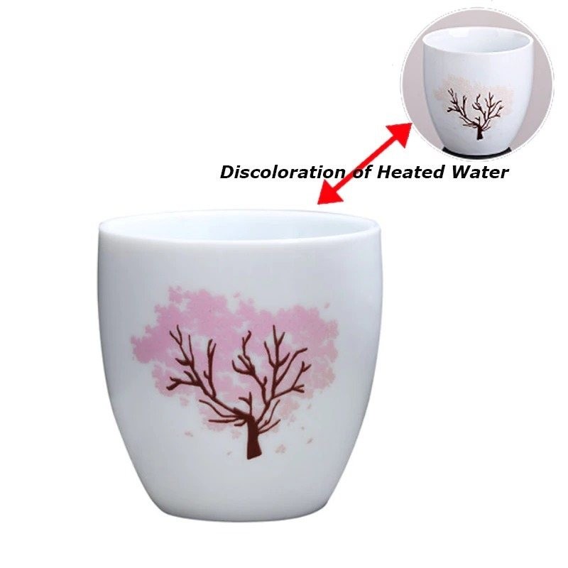 Color changing ceramic cup - hot & cold temperature discoloration - Japanese SakuraDrinkware