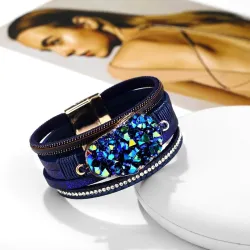 Big stone crystal - wrap bracelets - leatherBracelets