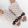 Warm knitted gloves - fingerless - owl designGloves
