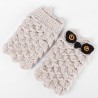 Warm knitted gloves - fingerless - owl designGloves