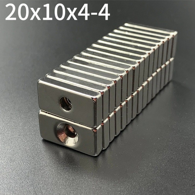 N35 Neodymium magnets - strong magnet block 20 * 10 * 4mm with 4mm hole - 10 piecesN35