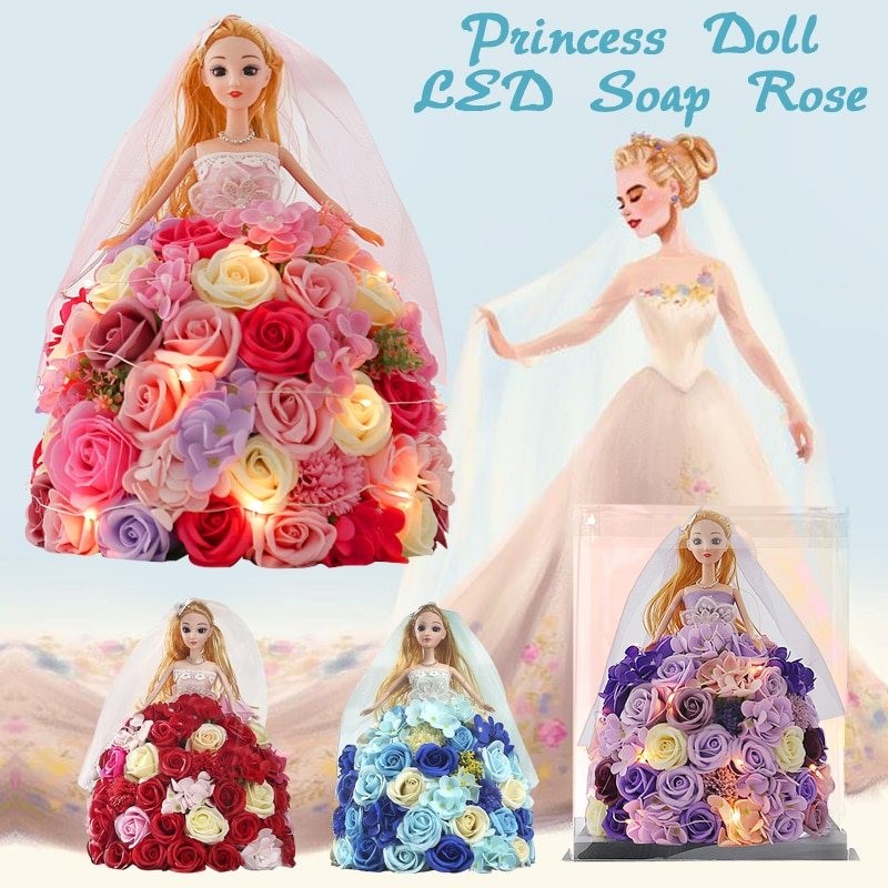 Princess doll made of infinity roses with LED lightDecoration