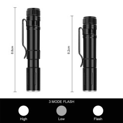 Mini flashlight - with clip - 3 light modes - adjustable focusTorches