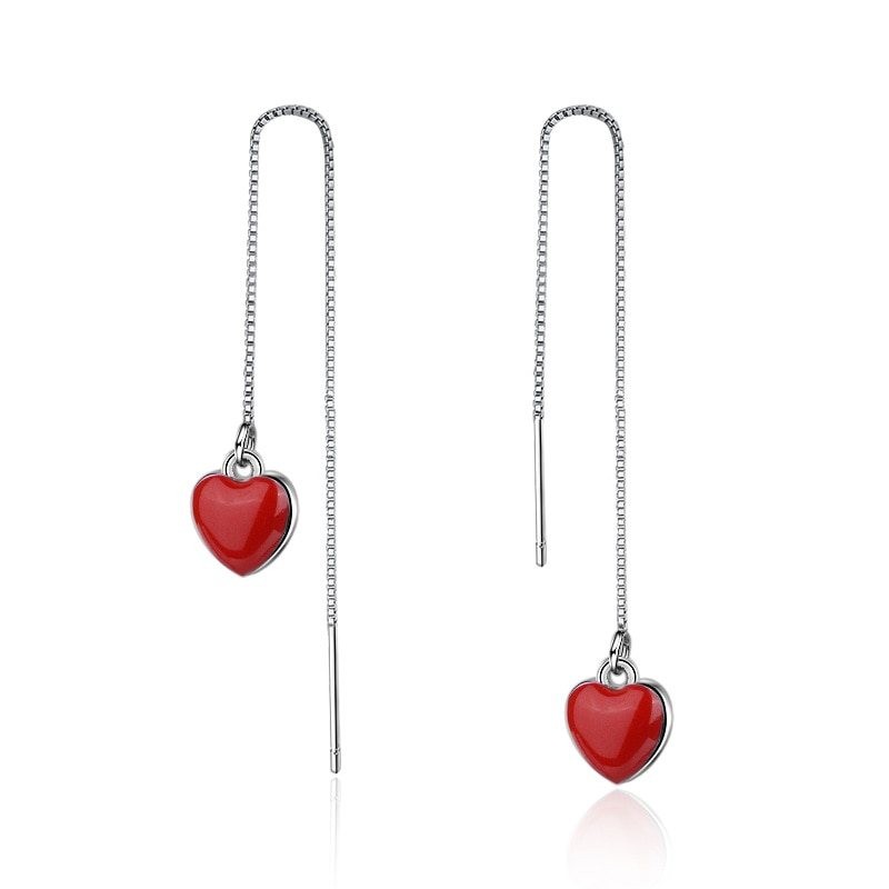 Long earrings with red heartEarrings