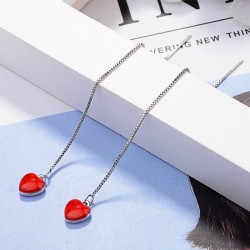Long earrings with red heartEarrings