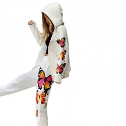 Fashionable tracksuit with printed butterflies - hoodie / pants - setHoodies & Jumpers