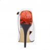 Elegant high heel pumps - white sandals with ankle strap - snake patternPumps