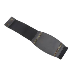 Retro belt - wide buckle and strings - elastic leather corsetBelts