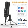 AU-PM461TR - USB microphone condenser - recording - online teaching - meetings - live streaming - gaming - with tripod standM...