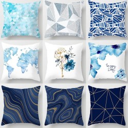 Blue geometric design - cushion cover - polyester - 45 * 45cmCushion covers