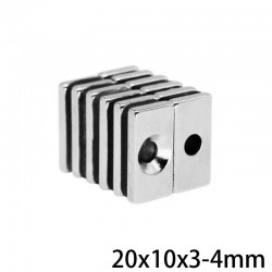 N35 - neodymium magnet - powerful block - with 4mm hole - 20 * 10 * 3mm - 5 - 100 piecesN35