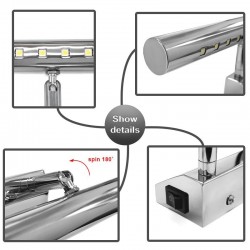 3W - 5W - 7W - LED wall light - stainless steel lamp with with switch - 25 cm - 40 cm - 55 cmWall lights