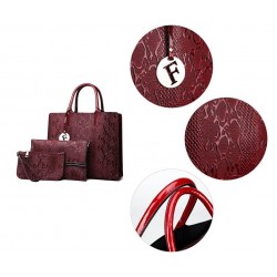 Fashionable leather snake pattern - shoulder / crossbody bag - 3 piecesSets