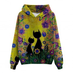 Hoodie with cat print - long sleeve sweaterHoodies & Jumpers