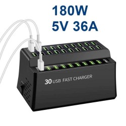 180W 36A - fast charge - USB Smart charger with 30 USB ports - for iPhone - SamsungChargers