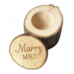 Engagement ring box - rustic wooden case - Marry Me logoValentine's day