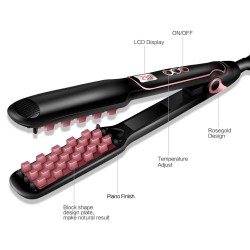 Volumizing hair straightener / curler / brush comb - corn shaped ceramic plates - LCD displayHair straighteners