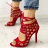 Sexy high heel sandals - lace-up - ankle length - cut-out holesPumps