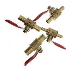 Ball valve with red handle - 6mm - 12mm - for water / oil / air / gas / fuel line shutoff - brassParts