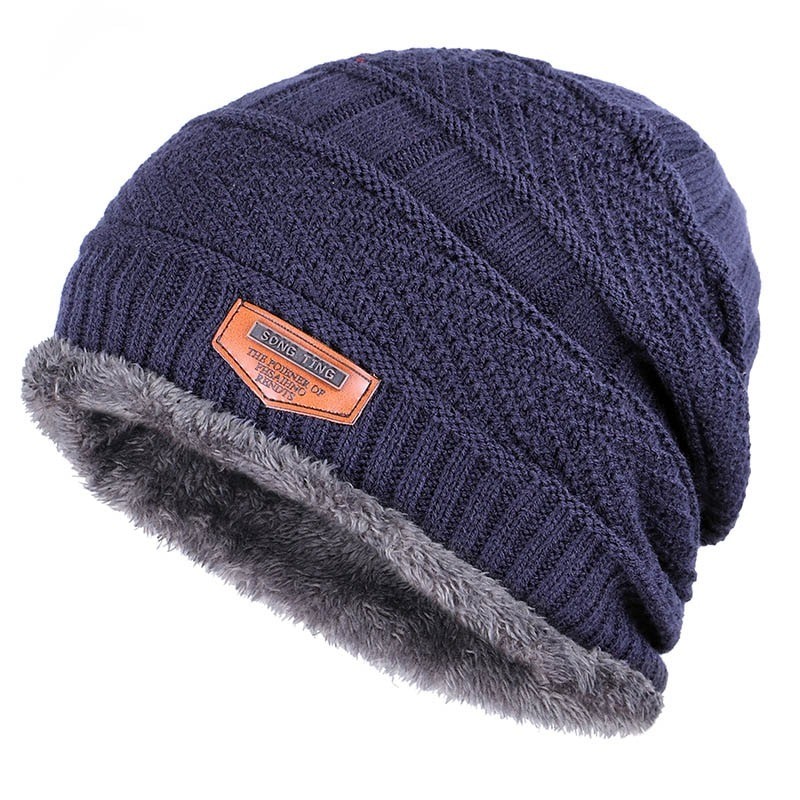 Knitted warm hat - with thick plush inside - unisexHats & Caps