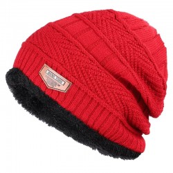 Knitted warm hat - with thick plush inside - unisexHats & Caps