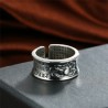 Buddhism heart sutra & lotus - ring - resizable - 925 sterling silverRings