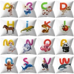 Cushion cover - single-sided - English alphabet with animals - 45 * 45cmCushion covers