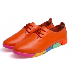 Flat shoes with rainbow sole - with laces - genuine leatherBoots