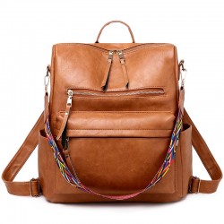 Multifunction shoulder bag - leather backpack - with colourful strapBackpacks