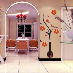 3D vase with flower tree - wall sticker - decal - removableWall stickers