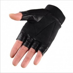 Military leather gloves - with rivets - half finger design - for gym / fitnessGloves