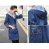 Trendy denim long jacket - with hood - zipper - pocketsJackets