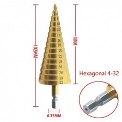 HSS titanium drill bit - 4-12mm / 4-20mm / 4-32mm - for metal / wood cutting - 3 piecesBits & drills