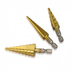 HSS step drill bit set - for wood / metal - 3-12mm / 4-12mm / 4-20mm 3 piecesBits & drills