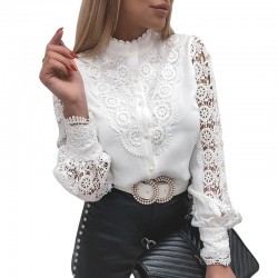 White blouse - with lace patchwork long sleeveBlouses & shirts
