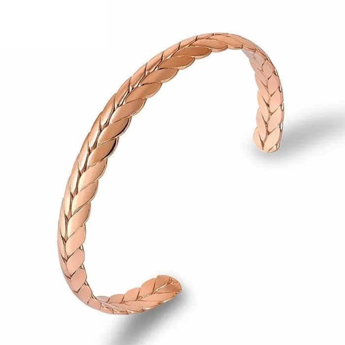 Stainless steel bangle - half open - wheat scales design - unisexBracelets