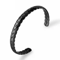 Stainless steel bangle - half open - wheat scales design - unisexBracelets