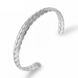 Stainless steel bangle - half open - wheat scales design - unisexBracelets
